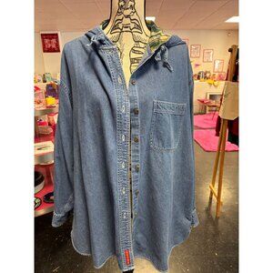 VTG Abercrombie & Fitch Hooded Denim + Green Plaid Button-Down L/S Shacket